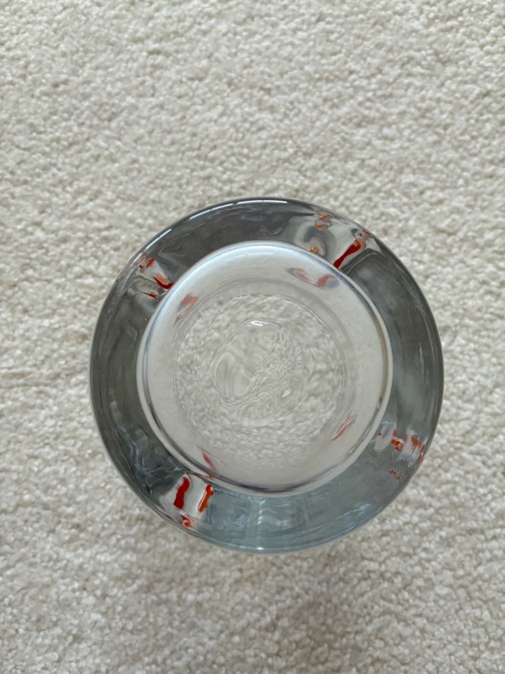 Crate&Barrel Clear Glass Tumbler with Red Candy Cane Accent